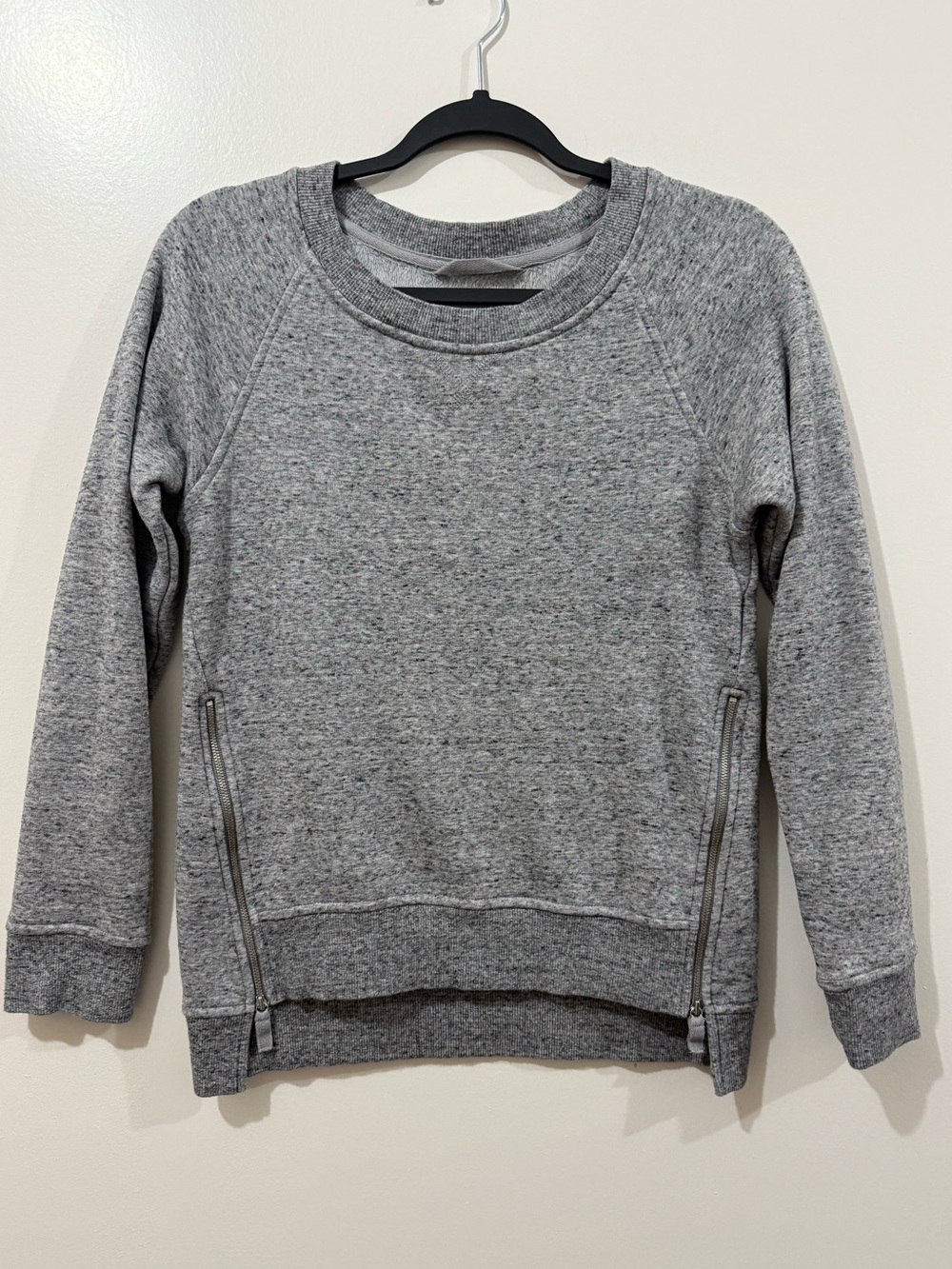 UGG Heather Gray Knit Sweater Fleece Lined Side Zip Pullover Size XS